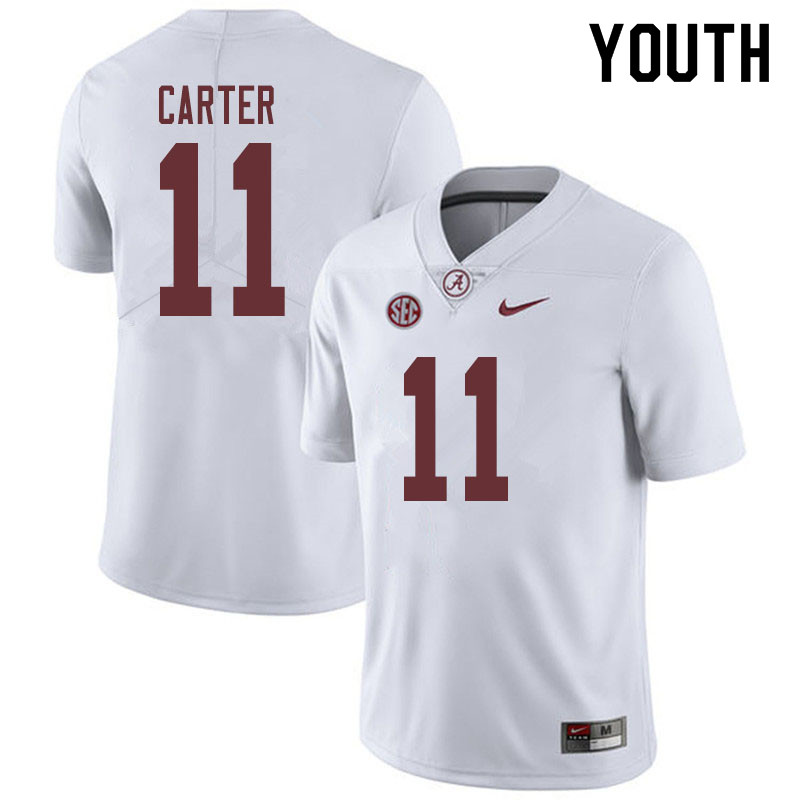 Youth #11 Scooby Carter Alabama Crimson Tide College Football Jerseys Sale-White